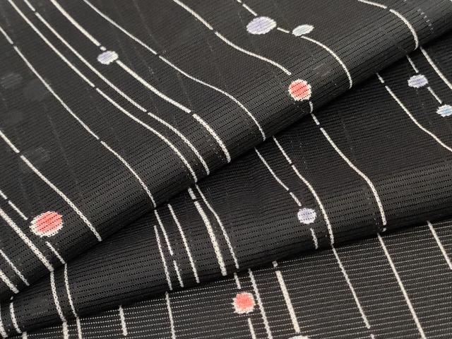 平和屋着物＊夏物　小紋　絽　枝葉文　洗える着物　AABC9437jd