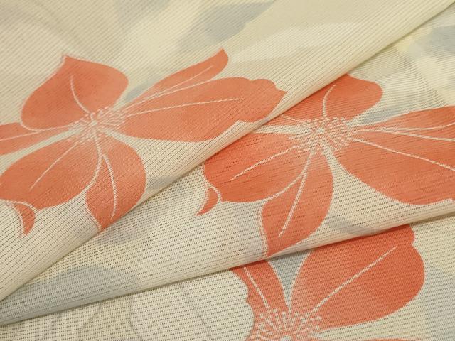 平和屋着物＊夏物　小紋　絽　草花文　洗える着物　AABC9439jd