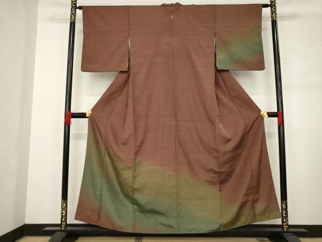 平和屋着物●訪問着　紬地　霞文　暈し染め　正絹　逸品　AABC9455ck