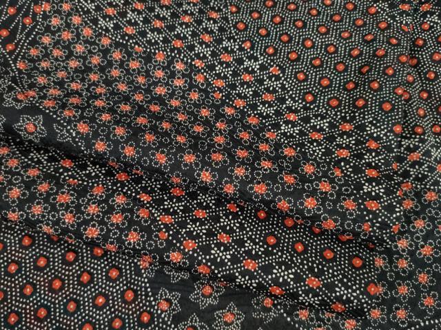 平和屋着物●上質な小紋　道長花文　黒地　正絹　逸品　AABC9477ck