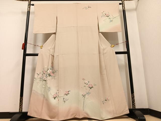 平和屋着物●訪問着　友禅　枝花文　暈し染め　正絹　逸品　AABC9677ph