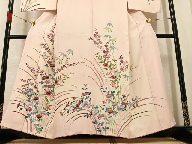 平和屋着物○訪問着 友禅 作家物 草花文 暈し染め 金彩 正絹