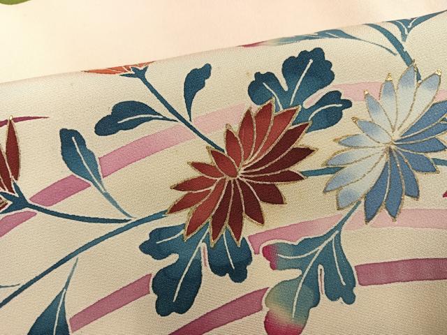 平和屋着物○訪問着 友禅 作家物 草花文 暈し染め 金彩 正絹