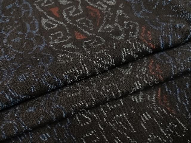 平和屋着物○結城ちぢみ 間道 正絹 逸品 AABC9763ph