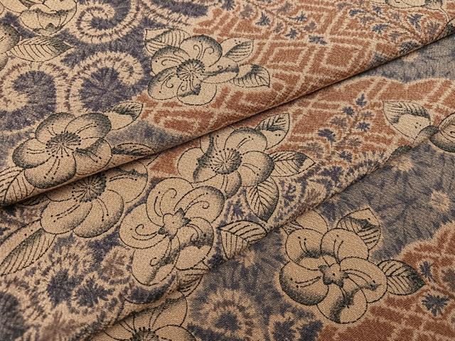 平和屋着物●上質な小紋　辻が花　鬼しぼ縮緬　正絹　逸品　AABC9776ph