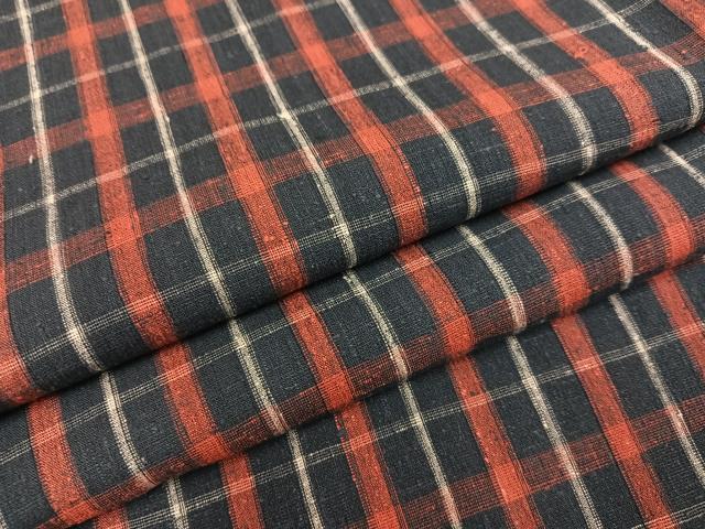 平和屋着物●上質な紬　格子 　正絹　逸品　未使用　AABC9791ph