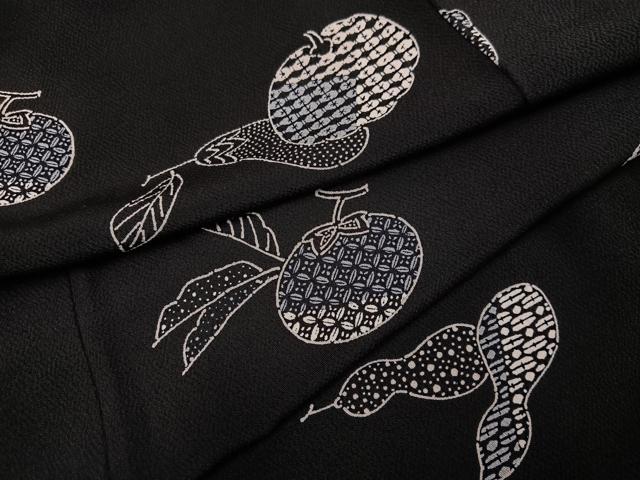 平和屋着物●上質な小紋　成り物　黒地　正絹　逸品　AABC9828ph