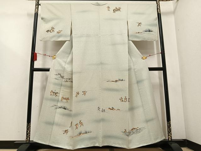 平和屋着物●訪問着　鳥獣戯画　暈し染め　正絹　逸品　AABC9831ph