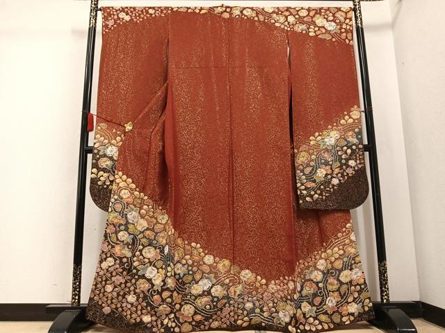 平和屋着物●臈纐纈師　越後十日町の一流染匠　桐屋・翠山工房　振袖　辻が花　絞り　暈し染め　金通し地　正絹　逸品　AABC9832ph