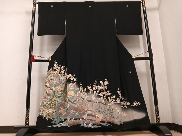 平和屋着物●本加賀友禅作家　西村央　黒留袖　草花文　暈し染め　正絹　逸品　AABC9839ph