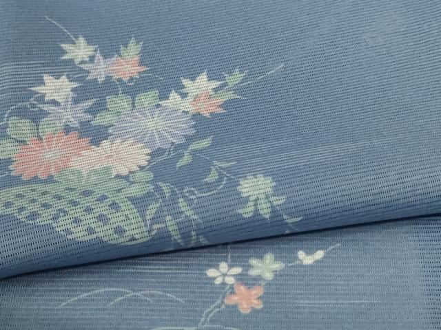 平和屋着物＊夏物　小紋　絽　飾花文　洗える着物　AABC9841jd_4