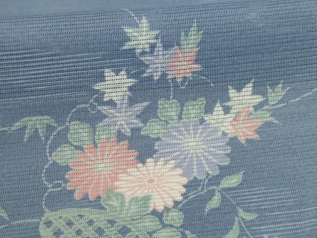 平和屋着物＊夏物　小紋　絽　飾花文　洗える着物　AABC9841jd_5