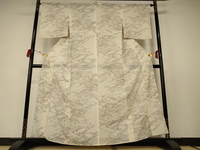 平和屋着物＊夏物　小紋　絽　立波萩文　正絹　逸品　AABC9851jd_1