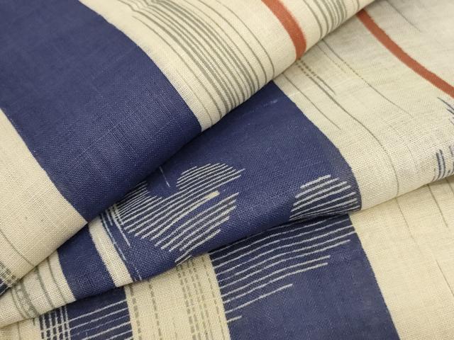 平和屋着物＊夏物　アンティーク　大正ロマン　小紋　紗　立波文　AABC9856jd