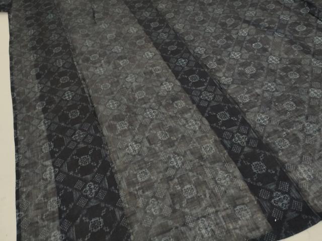 平和屋着物＊夏物　上布　幾何学文様　麻　逸品　AABC9857jd_3