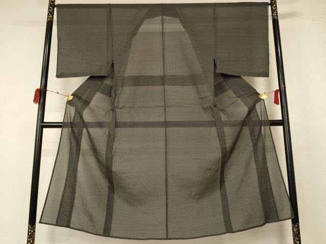 平和屋着物＊夏物　男性　紗紬　格子　正絹　逸品　AABC9865jd_1