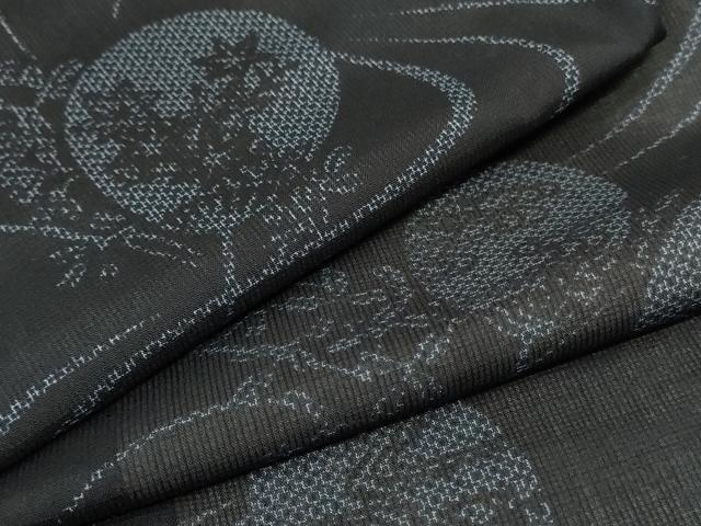 平和屋着物＊夏物　小紋　紗　流水扇子草花文　正絹　逸品　AABC9882jd