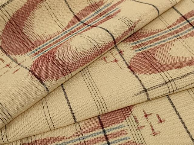 平和屋着物＊夏物　小紋　紗　格子　洗える着物　AABC9891jd