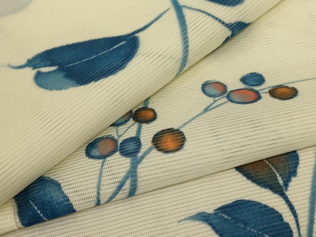 平和屋着物＊夏物　小紋　絽　枝葉文　洗える着物　AABC9899jd