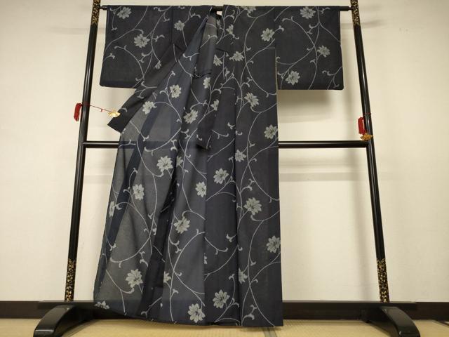 平和屋着物＊夏物 小紋 紗 花唐草文 洗える着物 AABC9900jdの通販はau