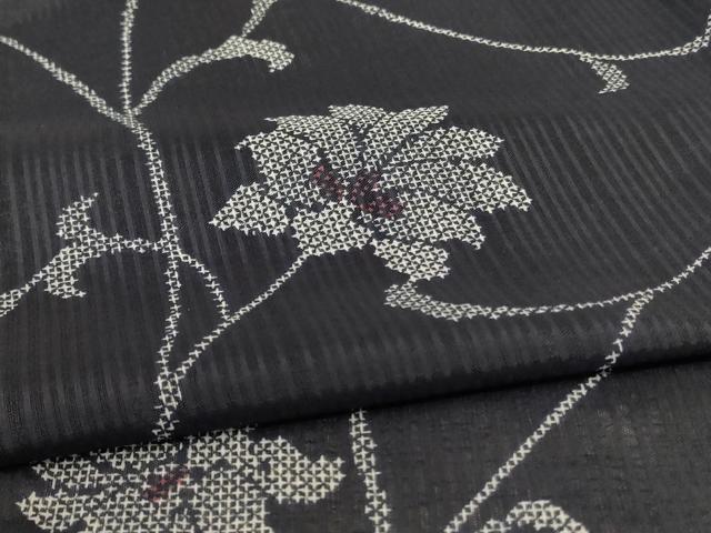 平和屋着物＊夏物　小紋　紗　雪輪桜文　洗える着物　AABC1908jd 平和屋着物＊夏物 小紋 紗 草花文 洗える着物 未使用 AABD8973jd