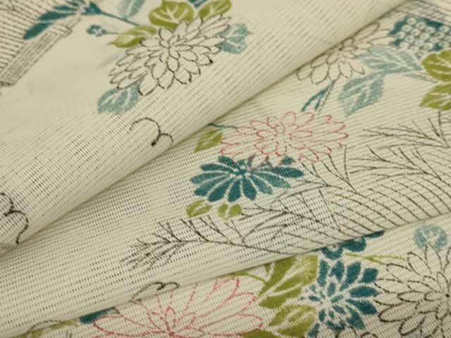 平和屋着物＊夏物　小紋　絽　草花文　洗える着物　AABC9910jd