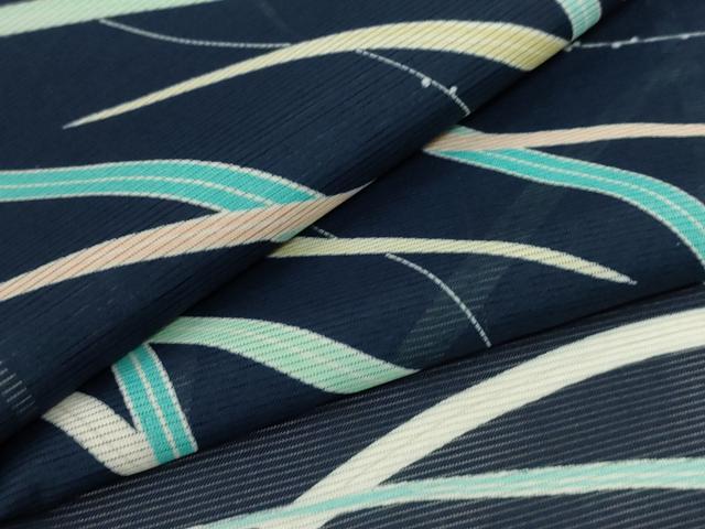 平和屋着物＊夏物　小紋　絽　草花文　洗える着物　AABC9930jd