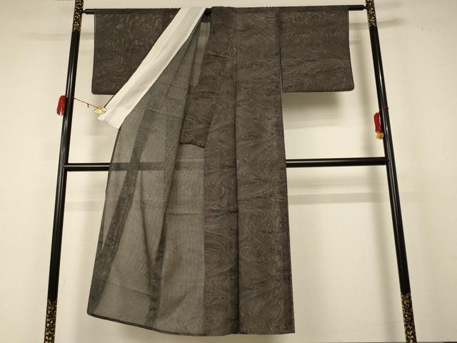 平和屋着物＊夏物　小紋　絽　立波流水文　洗える着物　AABC9931jd_1