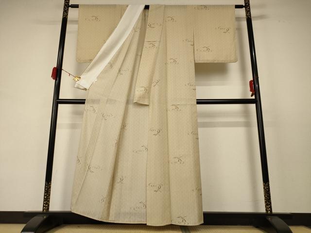 平和屋着物＊夏物　小紋　縦絽　勝虫　洗える着物　AABC9935jd_2
