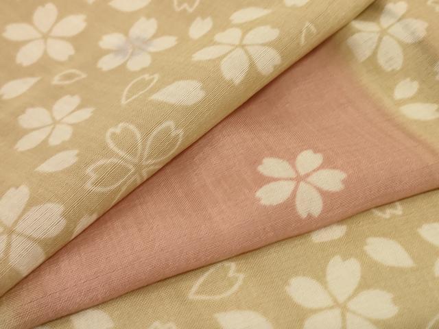平和屋着物＊夏物　小紋　紗　色紙桜文　洗える着物　AABC9953jd