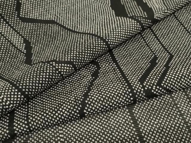 平和屋着物＊夏物　小紋　絽　幾何学文様　ロング丈　洗える着物　AABC9956jd