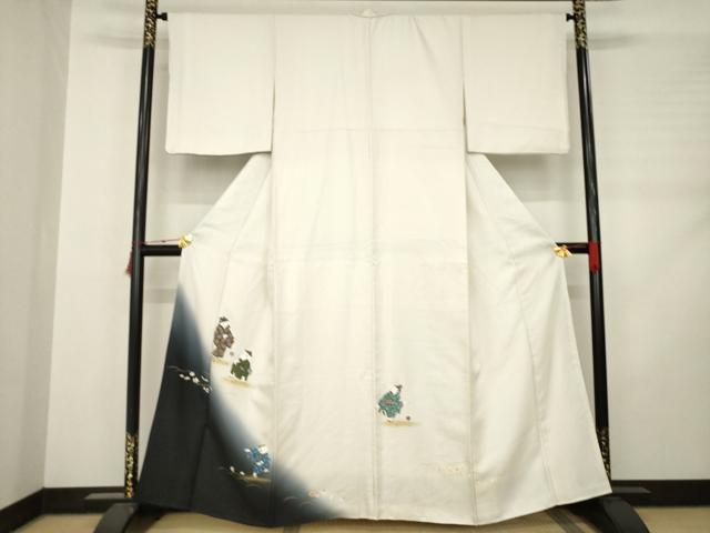 平和屋着物●訪問着　お召地　童子　暈し染め　正絹　逸品　AABC9961ck