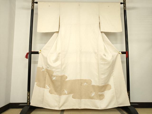 平和屋着物●豪華色留袖　駒刺繍　エ霞み飛鶴文　松喰い鶴　金彩　正絹　逸品　AABC9967ck