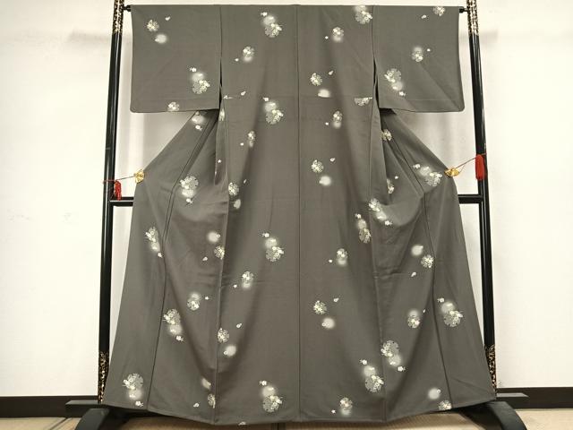 平和屋着物▽上質な小紋 単衣 雪輪花文 蛍暈し 正絹