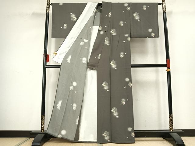 平和屋着物▽上質な小紋 単衣 雪輪花文 蛍暈し 正絹