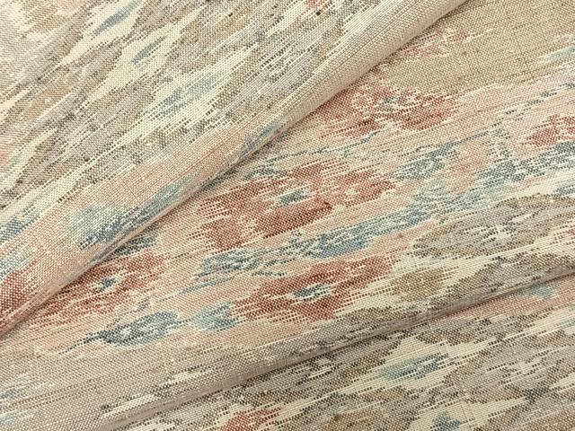 平和屋着物▽上質な紬　単衣　切嵌花文　正絹　逸品　AABD0002fy