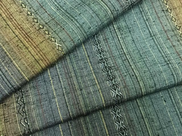 平和屋着物▽上質な紬　単衣　縞　正絹　逸品　AABD0018fy