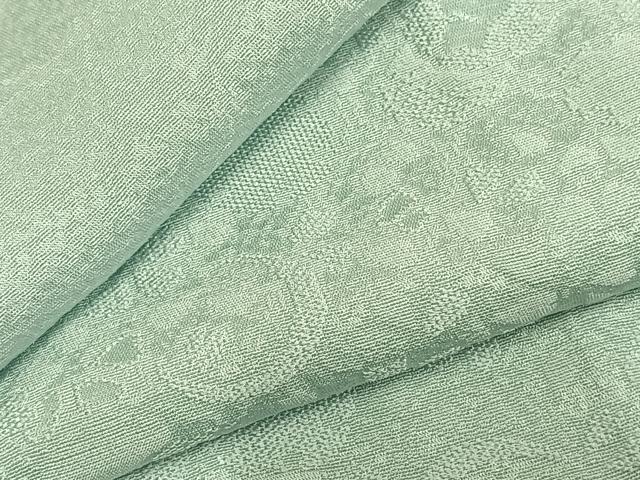 平和屋着物▽上質な色無地　単衣　花丸地紋　錆青磁色　正絹　逸品　AABD0031fy