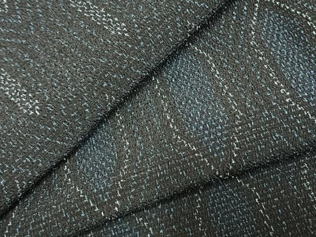 平和屋着物▽本塩沢　単衣　亀甲文様　正絹　逸品　AABD0046fy