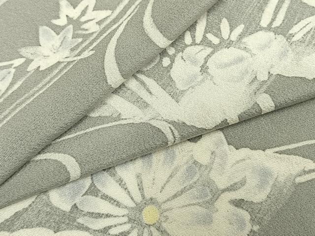 平和屋着物▽上質な小紋　単衣　流水花文　ろうけつ染め　ロング丈　正絹　逸品　AABD0048fy