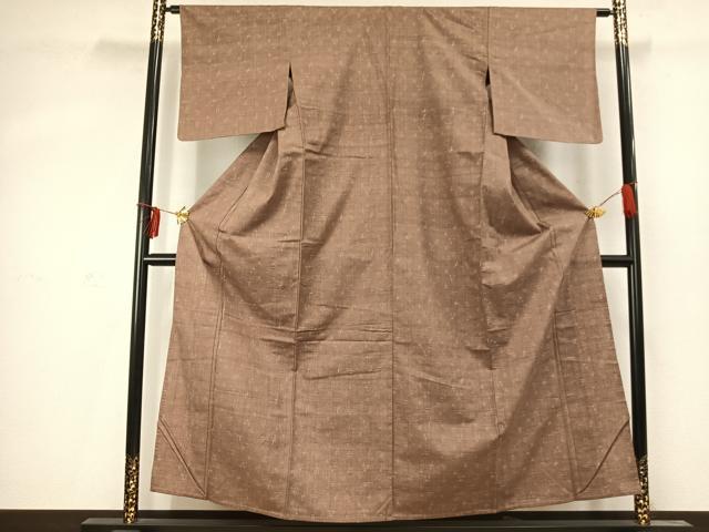 平和屋着物▽上質な紬　単衣　十字絣　正絹　逸品　AABD0051fy 平和屋着物▽上質な紬 単衣 十字絣 正絹 逸品 AABD0051fy