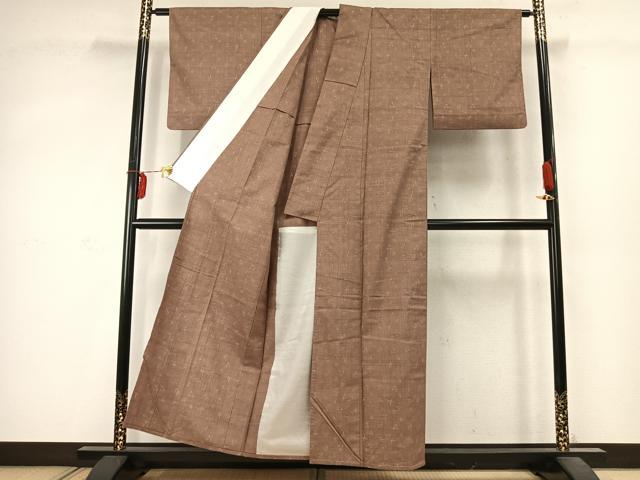 平和屋着物▽上質な紬　単衣　十字絣　正絹　逸品　AABD0051fy 平和屋着物▽上質な紬 単衣 十字絣 正絹 逸品 AABD0051fy