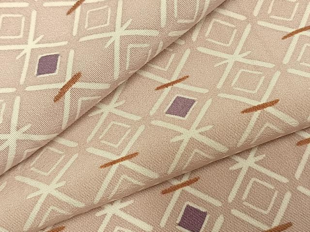 平和屋着物▽上質な小紋　単衣　菱文　正絹　逸品　AABD0073fy