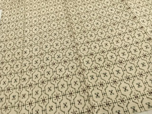 平和屋着物▽上質な紬　単衣　幾何学文様　正絹　逸品　AABD0079fy_3