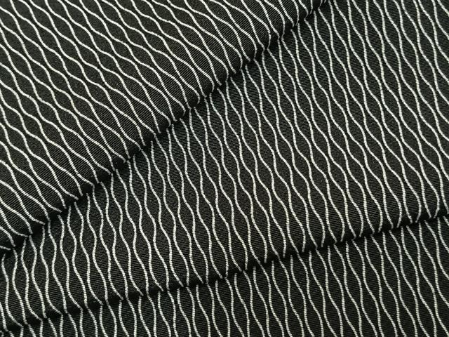 平和屋着物▽上質な小紋　単衣　立涌文　黒地　正絹　逸品　AABD0098fy