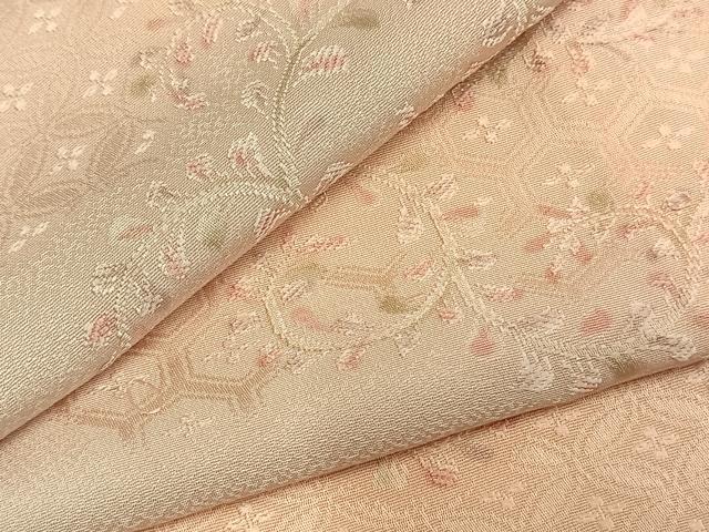 平和屋着物▽上質な小紋　単衣　唐草花文　地紋起こし　正絹　逸品　AABD0100fy