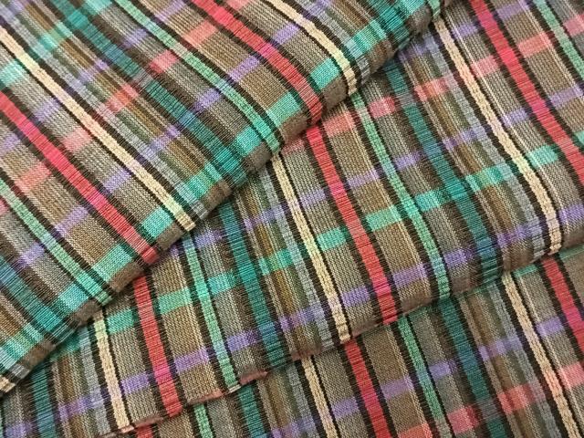 平和屋着物▽上質な小紋　単衣　格子　正絹　逸品　AABD0113fy