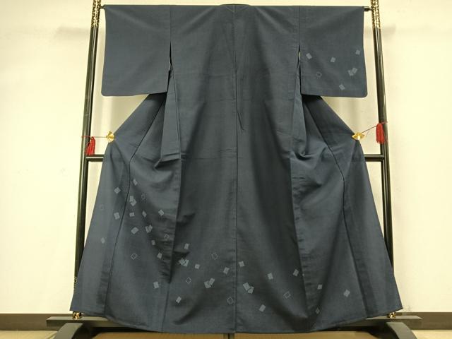 平和屋着物▽本塩沢　訪問着　単衣　色紙重ね文　正絹　逸品　AABD0124fy