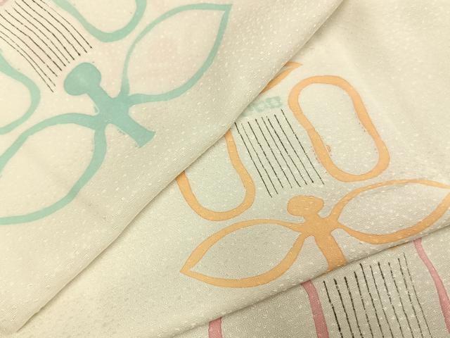 平和屋着物▽上質な小紋　単衣　遠州椿　正絹　逸品　未使用　AABD0141fy