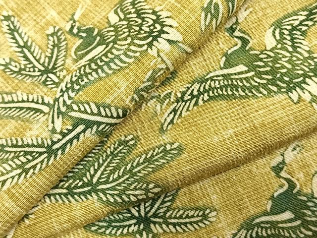 平和屋着物▽上質な小紋　単衣　型染め　花鳥文　正絹　逸品　AABD0168fy